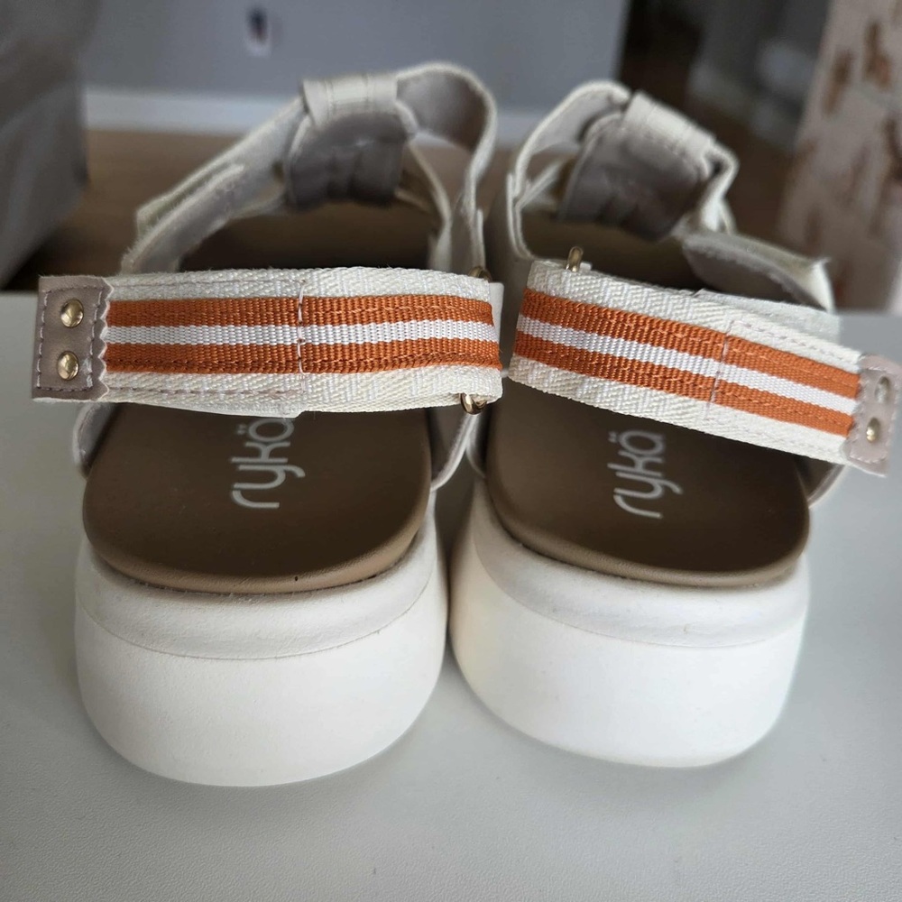 Ryka Blissful Strappy Sandals Size 8.5 Whitecap Beige Stretch Fabric lightweight - Picture 10 of 10